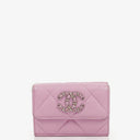 Chanel Quilted Pink Chanel 19 Small Flap Wallet