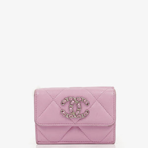 Chanel Quilted Pink Chanel 19 Small Flap Wallet