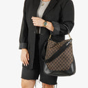 Gucci Bamboo Top Handle Brown Canvas And Leather Hobo Bag