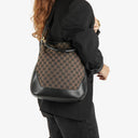 Gucci Bamboo Top Handle Brown Canvas And Leather Hobo Bag