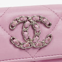 Chanel Quilted Pink Chanel 19 Small Flap Wallet