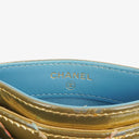 Chanel Metallic Gold Calfskin Chevron Quilted Card Holder