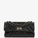 Chanel Mademoiselle Flap Bag In Black Glazed Crackled Calfskin And Silver-Tone Hardware
