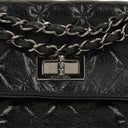 Chanel Mademoiselle Flap Bag In Black Glazed Crackled Calfskin And Silver-Tone Hardware