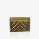 Chanel Metallic Gold Calfskin Chevron Quilted Card Holder