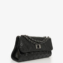 Chanel Mademoiselle Flap Bag In Black Glazed Crackled Calfskin And Silver-Tone Hardware