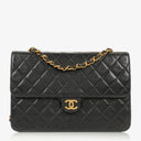 Chanel Medium Classic Single Flap Bag Black Quilted Lambskin With 24K Gold-Plated Hardware