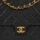 Chanel Medium Classic Single Flap Bag Black Quilted Lambskin With 24K Gold-Plated Hardware