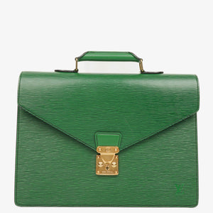 Louis Vuitton Serviette Ambassador Green EPI Leather Briefcase