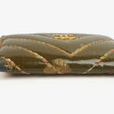 Chanel Metallic Gold Calfskin Chevron Quilted Card Holder