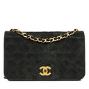 Chanel Classic Full Flap Bag Black Quilted Suede