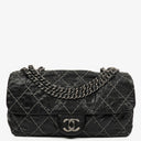 Chanel Black Quilted Glazed Calfskin Double Stitch Flap Bag
