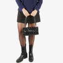 Chanel Mademoiselle Flap Bag In Black Glazed Crackled Calfskin And Silver-Tone Hardware