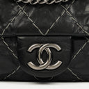 Chanel Black Quilted Glazed Calfskin Double Stitch Flap Bag