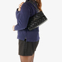 Chanel Mademoiselle Flap Bag In Black Glazed Crackled Calfskin And Silver-Tone Hardware