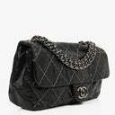 Chanel Black Quilted Glazed Calfskin Double Stitch Flap Bag