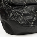 Chanel Black Quilted Glazed Calfskin Double Stitch Flap Bag