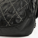Chanel Black Quilted Glazed Calfskin Double Stitch Flap Bag