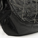 Chanel Black Quilted Glazed Calfskin Double Stitch Flap Bag