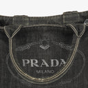Prada Black Denim Logo Tote Bag