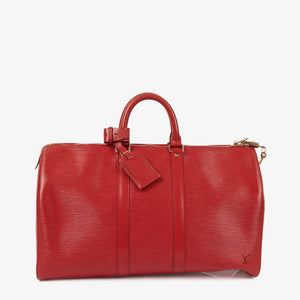 Louis Vuitton Keepall 45 Red EPI Leather Travel Bag