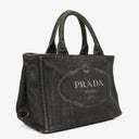 Prada Black Denim Logo Tote Bag