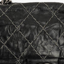 Chanel Black Quilted Glazed Calfskin Double Stitch Flap Bag
