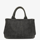 Prada Black Denim Logo Tote Bag