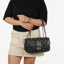 Chanel Black Quilted Glazed Calfskin Double Stitch Flap Bag