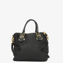 Prada Nero Nylon Logo Jacquard Handle Bag