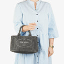 Prada Black Denim Logo Tote Bag
