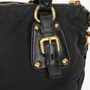 Prada Nero Nylon Logo Jacquard Handle Bag