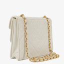 Chanel Small Tassel Flap Bag White Quilted Lambskin Bag