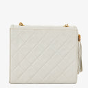 Chanel Small Tassel Flap Bag White Quilted Lambskin Bag