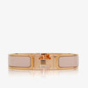 Hermes Pink Enamel Gold Rose Plated Clic Clac H Bracelet PM