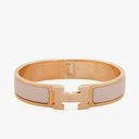 Hermes Pink Enamel Gold Rose Plated Clic Clac H Bracelet PM