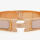 Hermes Pink Enamel Gold Rose Plated Clic Clac H Bracelet PM