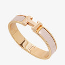 Hermes Pink Enamel Gold Rose Plated Clic Clac H Bracelet PM