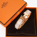 Hermes Pink Enamel Gold Rose Plated Clic Clac H Bracelet PM