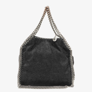 Stella McCartney Falabella Mini Tote Black Vegan Shaggy Deer Fold Over Bag