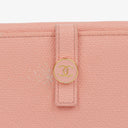 Chanel Caviar Leather Pink Coco Button Bifold Long Wallet