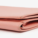 Chanel Caviar Leather Pink Coco Button Bifold Long Wallet