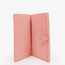 Chanel Caviar Leather Pink Coco Button Bifold Long Wallet