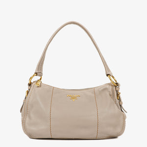 Prada Argilla Soft Calfskin Stitched Shoulder Bag
