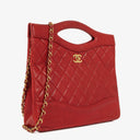 Chanel Red Lambskin Quilted Small 31 Vintage Shopping Tote Bag