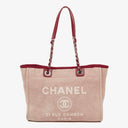 Chanel Pink Canvas Deauville Shopping Tote Bag