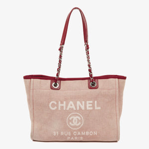 Chanel Pink Canvas Deauville Shopping Tote Bag