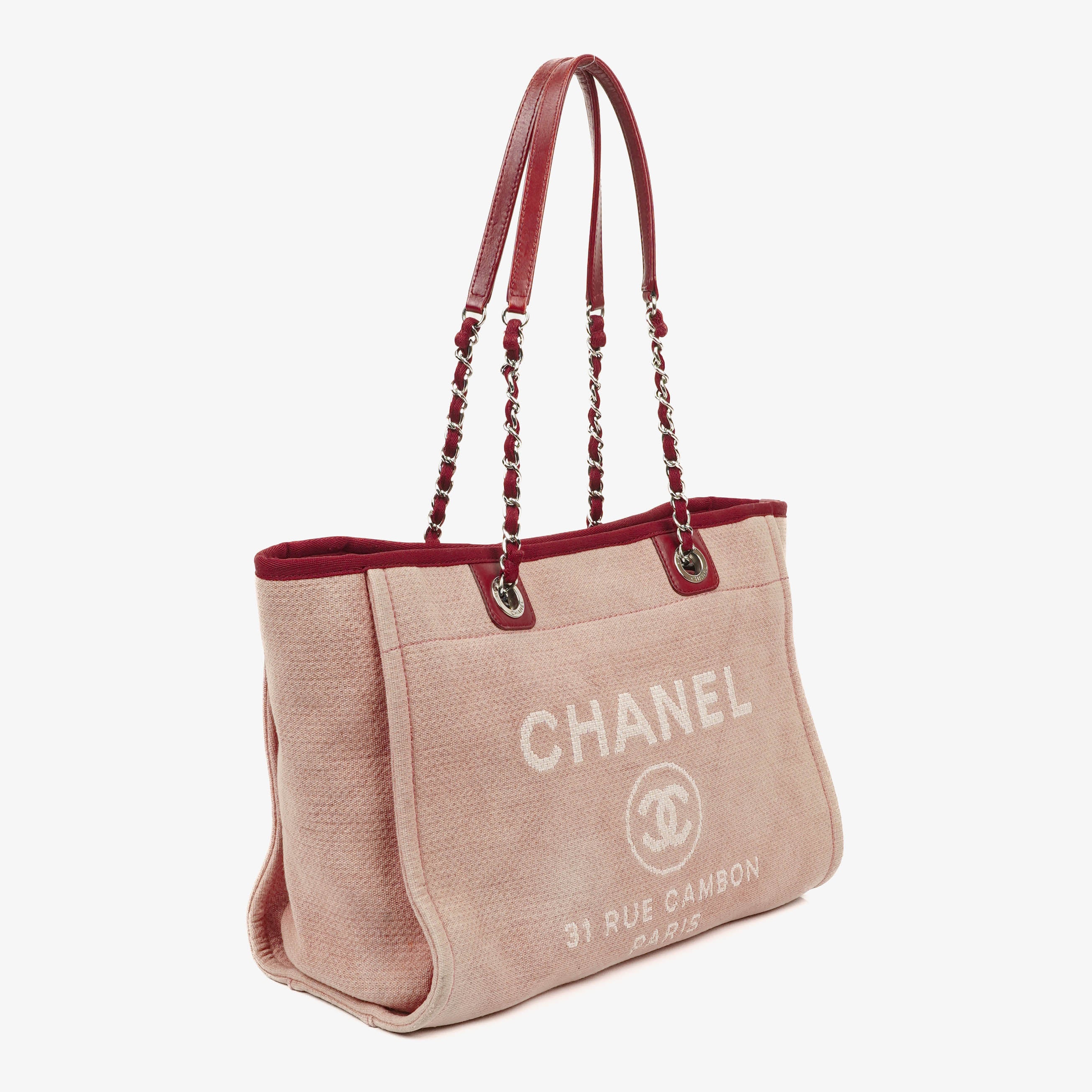 Chanel Pink Canvas Deauville Einkaufstasche