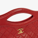 Chanel Red Lambskin Quilted Small 31 Vintage Shopping Tote Bag