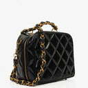 Chanel Lunch Box Black Quilted Patent Leather Tote Bag